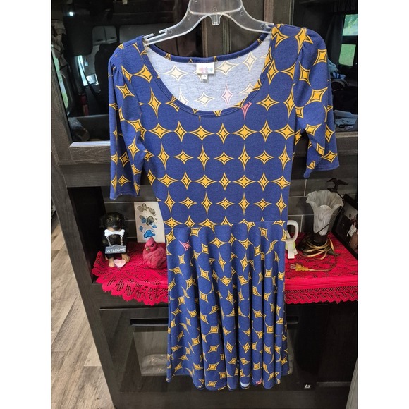 LuLaRoe Nicole Fit and Flare Dress Circle‎ Star Print Casual Retro Small 105 - Picture 5 of 6